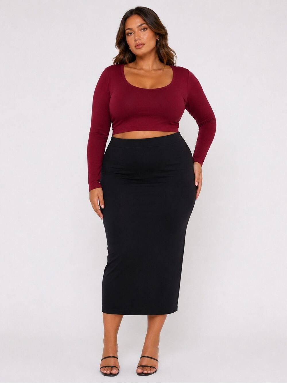 Naked Wardrobe Black High-Waist Midi Pencil Skirt Size 2XL